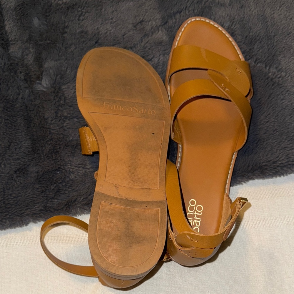 Franco Sarto Tan Leather Sandals - Picture 3 of 5